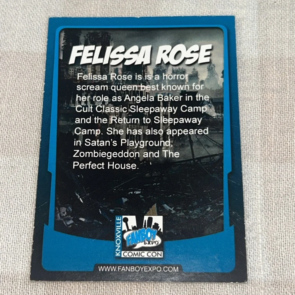 Felissa Rose SIGNED Fanboy Expo Trading Card Sleepaway Camp‎ Angela